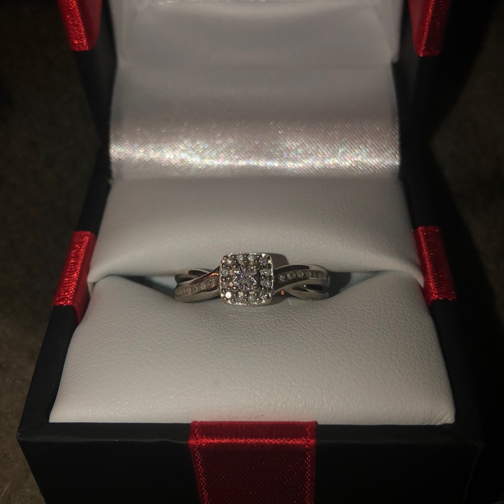 Sterling silver ring with diamonds. Size 5.